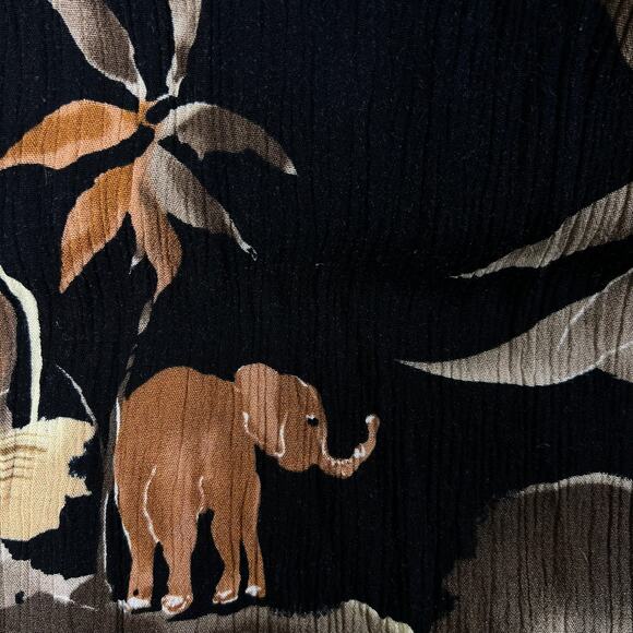 Vintage 90s Safari Print Maxi Dress M | Boho African Animal Zebra Giraffe Rayon - Picture 13 of 13